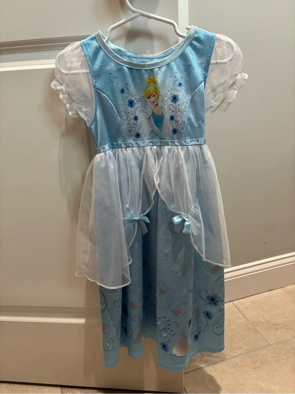 Disney Blue Cinderella Princess Dress with Sheer Overlay